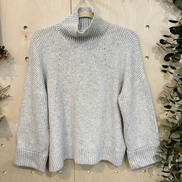 TOPSHOP Supersoft Wide Sleeve Turtleneck Sweater SZ L Grey Cozy Knit - Picture 2 of 10